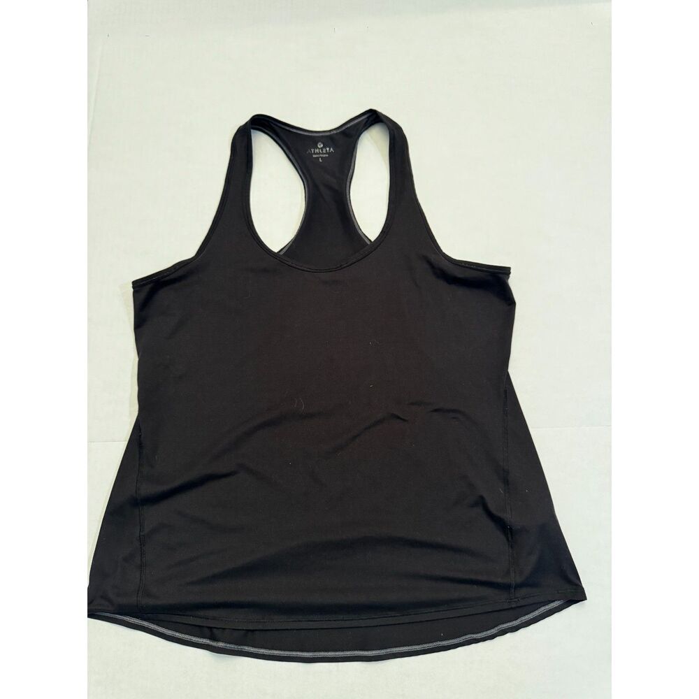 Athleta Womens Large Black Racerback Workout Tank Top Athletic Stretch